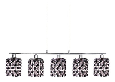 Lampa wisząca chrom z kryształkami czarno-białymi 5x40W Royal Candellux 35-35724