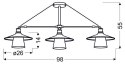 Lampa wisząca sufitowa czarna matowa 3x60W Loft Candellux 33-43115