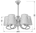 Elegancki klasyczny pięcioramienny żyrandol wykonany z metalu i płótna stylizowany pod przestronne pomieszczenia Candellux Mozar