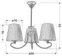 Lampa sufitowa patynowa miodowy abażur z tkaniny 3X60W Mozart Candellux 33-33970