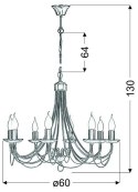 Lampa wisząca patyna regulowana żyrandol 8x40W Muza Candellux 38-69187