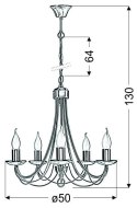 Lampa wisząca patynowa żyrandol 5x40W E14 Muza 35-69170