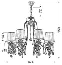 Lampa wisząca regulowana żyrandol patynowy 8x40W Adonis Candellux 38-13873
