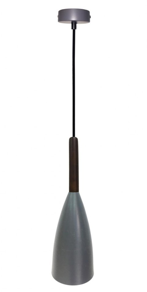 Lampa wisząca szara metal / drewno E27 Flen Ledea 50101262