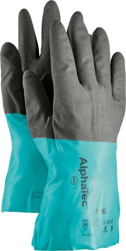 Rękawice AlphaTec 58-270, rozmiar 7, czarna/zielona (12 par)