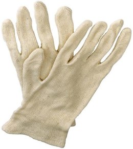Rękawice z dżerseju Jilin, rozmiar męski, surowa biel (12 par)