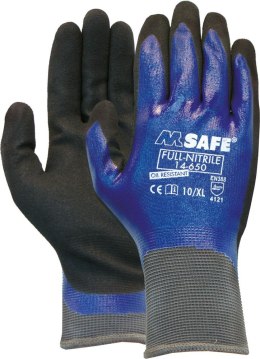 Rękawice M-Safe 14650, nitrylowe, pełne powlekane, rozmiar 9 (12 par)