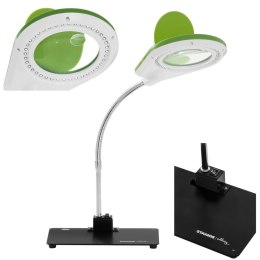 Lampka biurkowa LED bezcieniowa ze szkłem powiększającym 5x/10x - Zielona