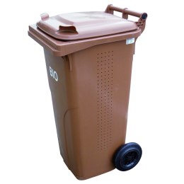 Pojemnik kubeł na BIO odpadki i śmieci spożywcze ATESTY Europlast Austria - brązowy 120L BIO
