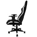 Fotel Krzesło biurowe do komputera gamingowe wygodne ze skóry biało-czarne z regulacją