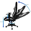 Fotel Krzesło biurowe do komputera gamingowe wygodne ze skóry biało-czarne z regulacją