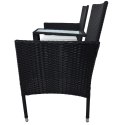 Ogrodowy zestaw mebli Stolik+krzesła z technorattanu Czarny komplet mebli do ogrodu