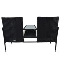 Ogrodowy zestaw mebli Stolik+krzesła z technorattanu Czarny komplet mebli do ogrodu