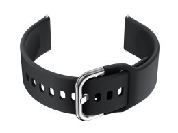 Pasek gumowy do smartwatch 18mm - czarny/srebrny
