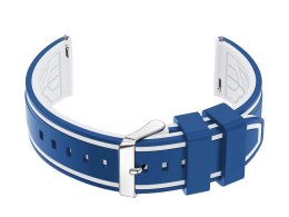 Pasek gumowy do zegarka U14 - niebieski/biały - 20mm