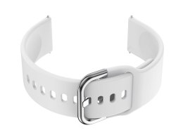 Pasek gumowy do smartwatch 20mm - biały/srebrny