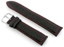 Pasek skórzany do zegarka W71 - czarny/czerwony - 18mm