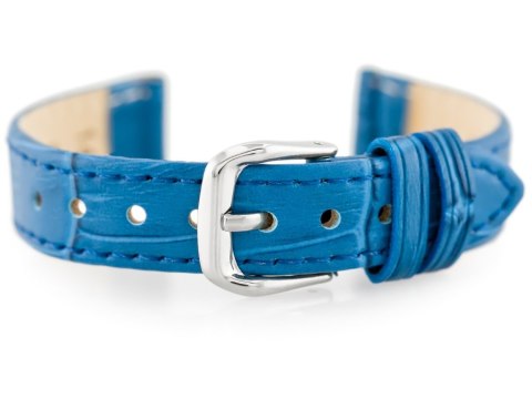 Pasek skórzany do zegarka W41 - niebieski - 12mm