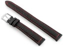 Pasek skórzany do zegarka W71 - czarny/czerwony - 14mm