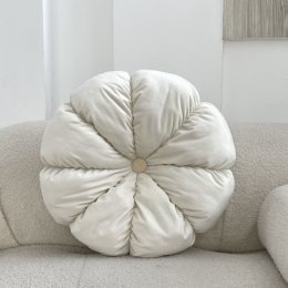 Okrągła poduszka dekoracyjna z guzikiem - biała