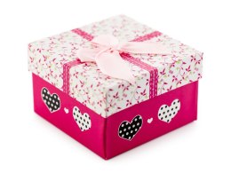 Prezentowe pudełko na zegarek - serduszka biało-różowe