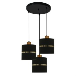 Assam lampa wisząca talerz czarny+złoty 3x60w e27 abażur czarny+złoty pasek
