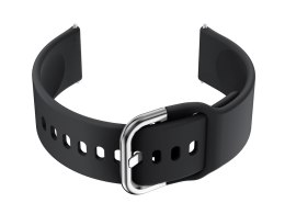 Pasek gumowy do smartwatch 20mm - czarny/srebrny