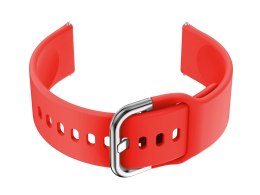 Pasek gumowy do smartwatch 20mm - czerwony/srebrny