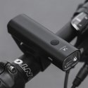 Lampka rowerowa przednia USB białe światło 4 tryby pracy czarna