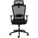 Krzesło fotel biurowy ergonomiczny z oparciem siatkowym zagłówkiem i wieszakiem wys. 43-53 cm