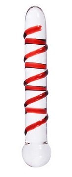 Red Stripes Dildo Glass Transparent 20 cm Mokko To 31-0058