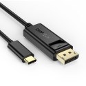Kabel przejściówka z USB Typ C - Display Port 4K 1.8m czarny
