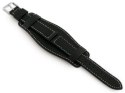 Pasek skórzany do zegarka W85 - podkładka - czarny/biały - 22mm